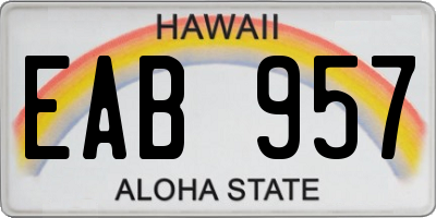 HI license plate EAB957