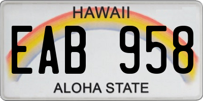 HI license plate EAB958