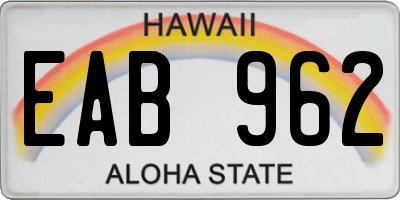 HI license plate EAB962