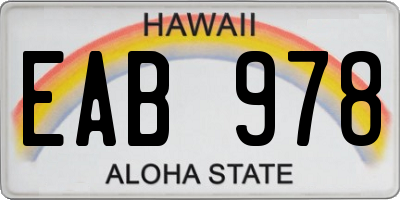 HI license plate EAB978