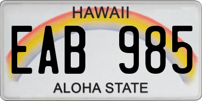 HI license plate EAB985