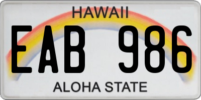 HI license plate EAB986