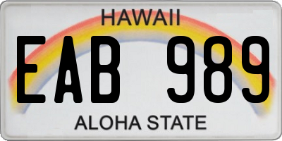 HI license plate EAB989