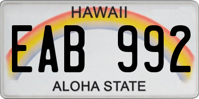 HI license plate EAB992