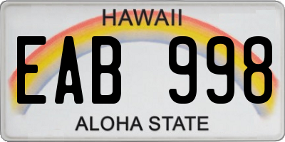 HI license plate EAB998