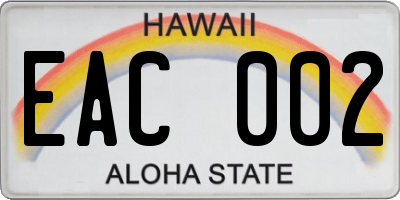 HI license plate EAC002