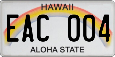 HI license plate EAC004