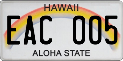 HI license plate EAC005