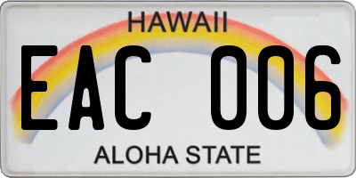 HI license plate EAC006