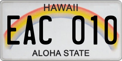 HI license plate EAC010