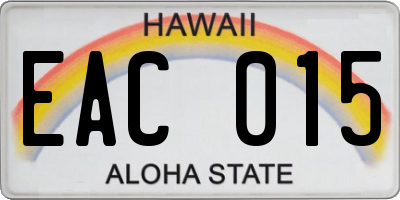 HI license plate EAC015