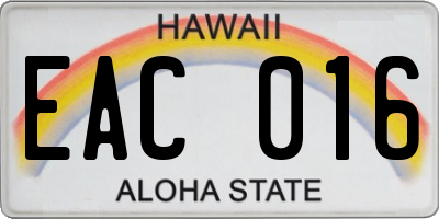 HI license plate EAC016