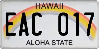 HI license plate EAC017