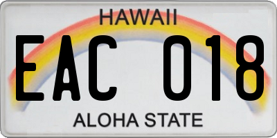 HI license plate EAC018