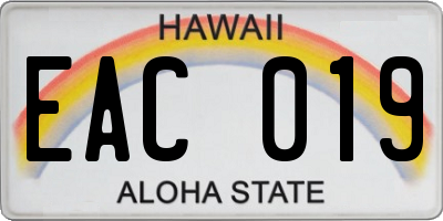 HI license plate EAC019