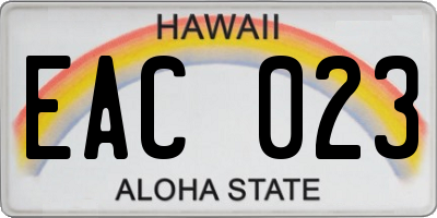 HI license plate EAC023