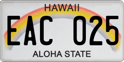 HI license plate EAC025