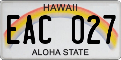 HI license plate EAC027