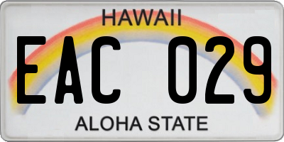 HI license plate EAC029