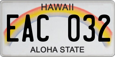 HI license plate EAC032