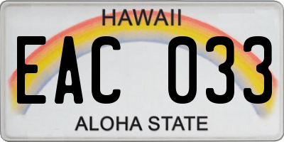 HI license plate EAC033