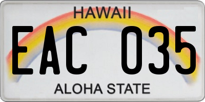 HI license plate EAC035