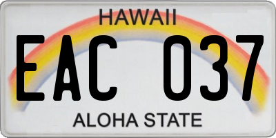 HI license plate EAC037