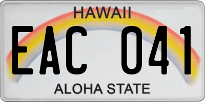 HI license plate EAC041