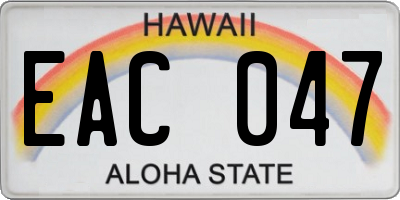 HI license plate EAC047