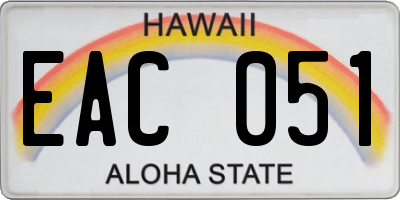 HI license plate EAC051