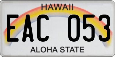 HI license plate EAC053