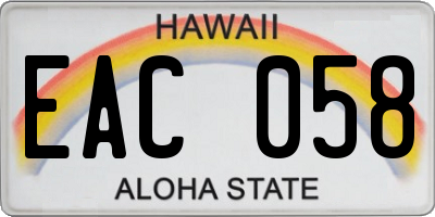 HI license plate EAC058