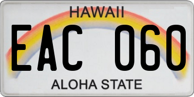 HI license plate EAC060