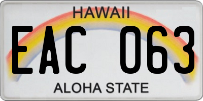 HI license plate EAC063