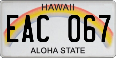 HI license plate EAC067