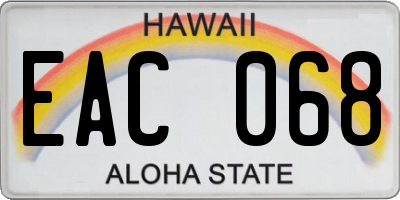 HI license plate EAC068