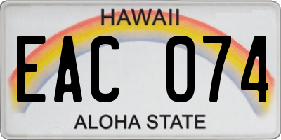 HI license plate EAC074