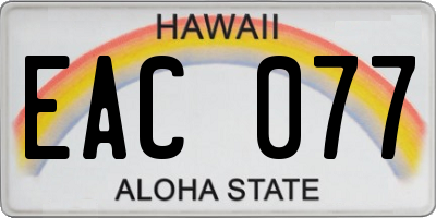 HI license plate EAC077