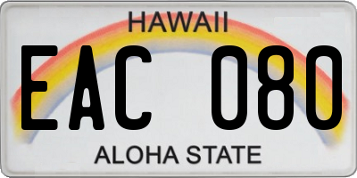 HI license plate EAC080