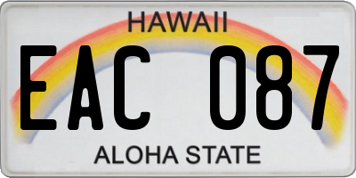 HI license plate EAC087