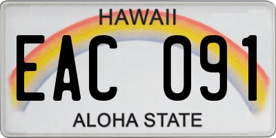 HI license plate EAC091