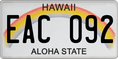 HI license plate EAC092