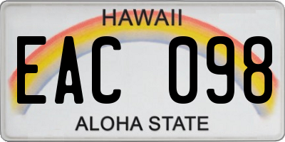 HI license plate EAC098