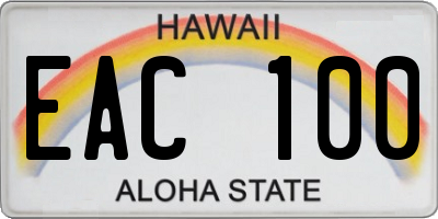 HI license plate EAC100