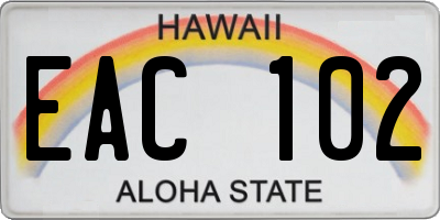 HI license plate EAC102