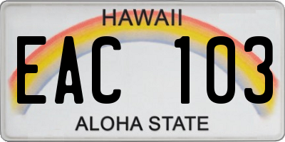 HI license plate EAC103