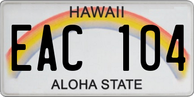 HI license plate EAC104