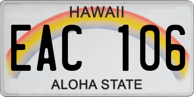 HI license plate EAC106