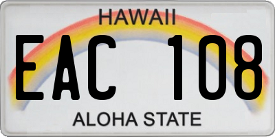 HI license plate EAC108