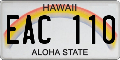 HI license plate EAC110